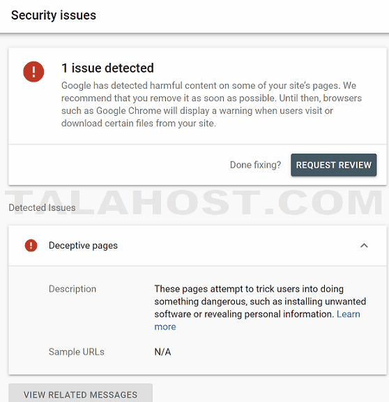 webmaster tools security issue